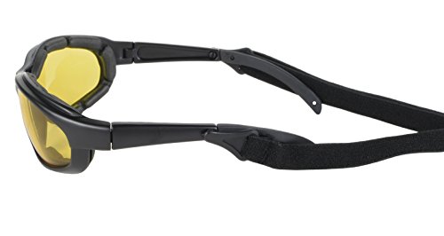 Detachable Strap Padded Riding Sunglasses (Black/Yellow)