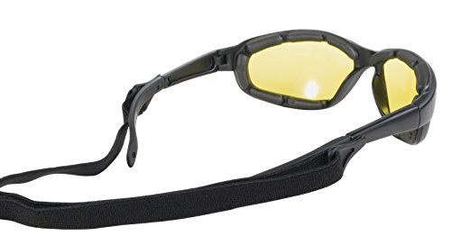 Detachable Strap Padded Riding Sunglasses (Black/Yellow)