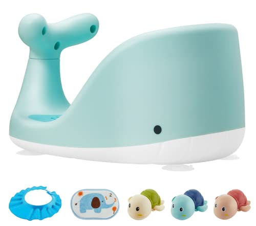 Whale-Shaped Baby Bath Seat with 3 Toys