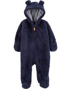 Carter's Navy Sherpa Hooded Bunting Pram, 0-9 Months