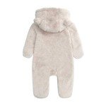 Beige Fleece-Lined Baby Snowsuit Hooded Romper