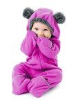 Purple Bear Fleece Baby Romper Jumpsuit