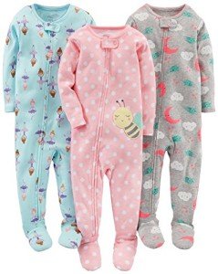 Carter's Baby Girls' 3-Pack Footed Pajamas 18M