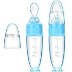 Silicone Baby Feeding Spoons with Stand - Blue