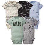 Gerber Baby Boys 5-Pack Hello Bear Onesies 0-3M
