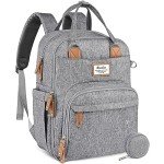 RUVALINO Large Waterproof Diaper Bag Backpack - Gray