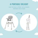 Dream On Me Portable 2-in-1 High Chair, Gray