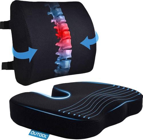 Memory Foam Seat Cushion and Lumbar Support Pillow