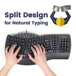 Perixx PERIBOARD 512 Ergonomic USB Keyboard, Black