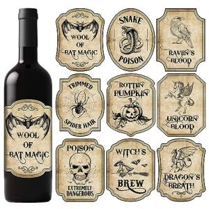 54 Vintage Halloween Wine Bottle Labels - Waterproof