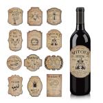 Halloween Wine Bottle Labels - 36 Stickers Set