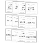 Minimalistische Bad-Flaschenetiketten, wasserdicht, 12er Set