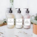 Minimalistische Bad-Flaschenetiketten, wasserdicht, 12er Set