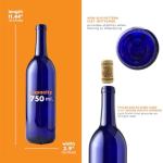 12-Pack Kobalt Blue Bordeaux Wine Bottles 750ml