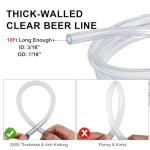 10ft Beer Line Vinyl Tubing with Hose Clamps