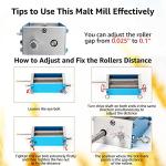 Stainless Steel Malt Crusher with Adjustable Rollers