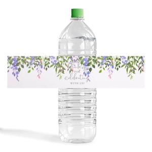 URROMA 50 Floral Water Bottle Labels for Events