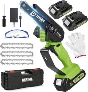 Cordless 6-Inch Mini Chainsaw with 2 Batteries