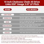 Chainsaw Chains, 25.4 cm, Fits Multiple Brands