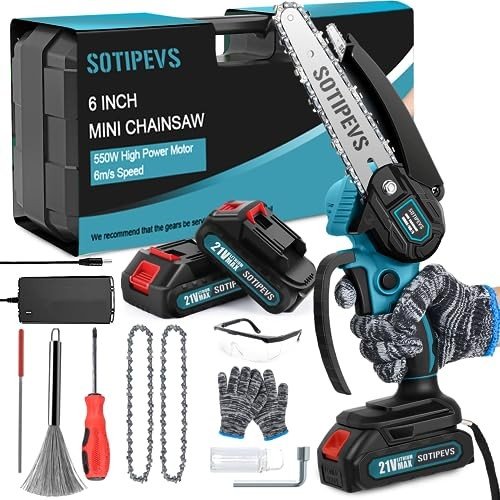 Cordless Mini Chainsaw - 6-Inch Handheld Electric