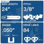 Zentop 24" Chainsaw Chain, 2-Pack, Fits Husqvarna