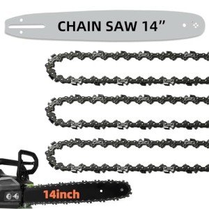 14" Chainsaw Bar & 3 Chains, Fits Multiple Brands