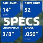 14" Chainsaw Bar & 3 Chains, Fits Multiple Brands