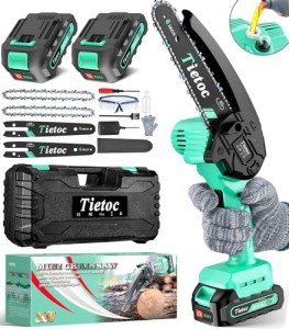 Tietoc 6-Inch Mini Cordless Chainsaw with Batteries