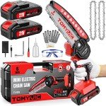 Cordless Mini Chainsaw 6-Inch with Rechargeable Batteries