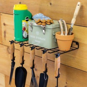 Wall-Mounted Gardening Tool Organizer Shelf
