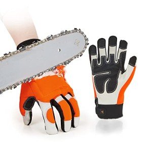 Vgo Leather Chainsaw Protection Gloves - Size L