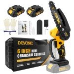 DEVONIC 6-Inch Cordless Mini Chainsaw with Batteries