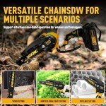 DEVONIC 6-Inch Cordless Mini Chainsaw with Batteries