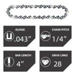 4-Inch Chainsaw Chain – 5 Pack Replacement Set