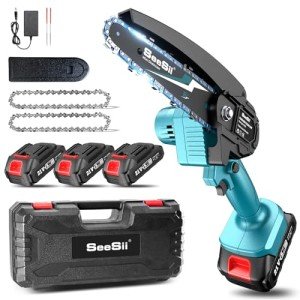 Seesii 6-Inch Mini Chainsaw with 3 Batteries