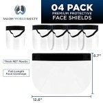 Black Safety Face Shields - Ultra Clear Protection (Pack of 4)