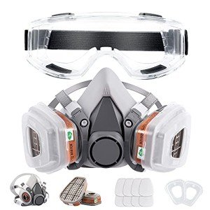 Reusable Respirator Mask with Safety Glasses and Filters