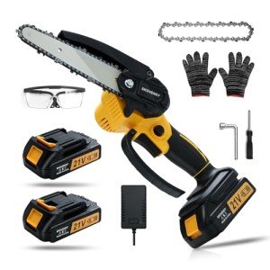 Cordless 6-Inch Mini Chainsaw with 2 Batteries