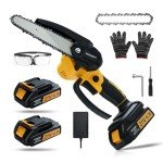 Cordless 6-Inch Mini Chainsaw with 2 Batteries