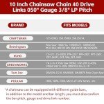 Chainsaw Chains, 25.4 cm, Fits Multiple Brands