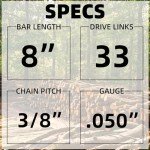 Chainsaw Guide Bar and Chain Combo, 20.3cm