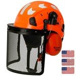 Orange Chainsaw Helmet with Face Shield and Ear Muffs