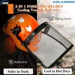 Orange Chainsaw Helmet with Face Shield and Ear Muffs