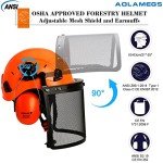 Orange Chainsaw Helmet with Face Shield and Ear Muffs