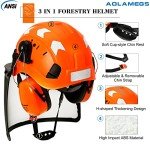 Orange Chainsaw Helmet with Face Shield and Ear Muffs