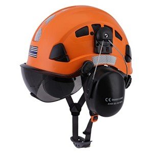 LOHASTAR Vented Safety Helmet with Visor & Earmuffs