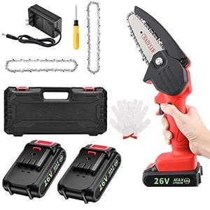 4-Inch Cordless Mini Chainsaw with Batteries
