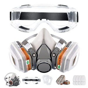 Reusable Half Face Respirator with Safety Glasses
