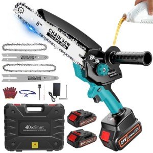 Cordless Mini Chainsaw Set with Batteries - 8" & 6