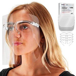 Clear Full Face Shields with Glasses Frames - 4 Pack
